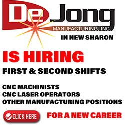 DeJong is hiring first and second shifts